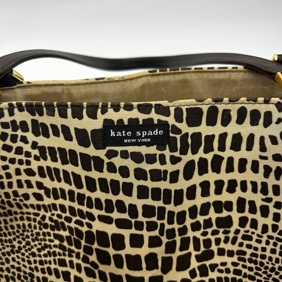 Kate Spade Brown & Tan Canvas Safari Lizard Tote Bag - Picture 10 of 12
